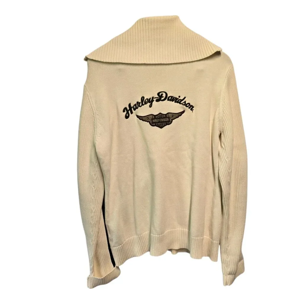 HARLEY‎ DAVIDSON Zip Up Sweater Cardigan Embroidered Size XL